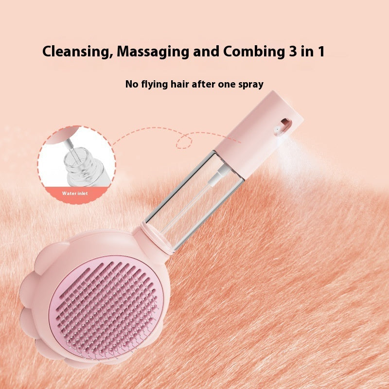 2 In 1 Self Cleaning Dog Brush Comb With Spray Pets Grooming Hair Remover Combs