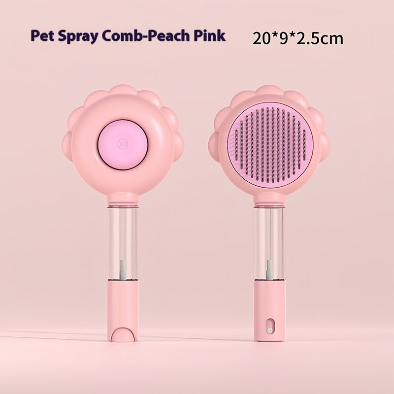 2 In 1 Self Cleaning Dog Brush Comb With Spray Pets Grooming Hair Remover Combs